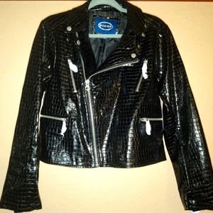 Scoop Faux Croc Leather Moto Jacket (M)